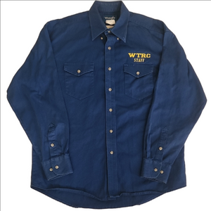 Wrangler Western Shirts WTRC Blue Button Down Durable Shirt